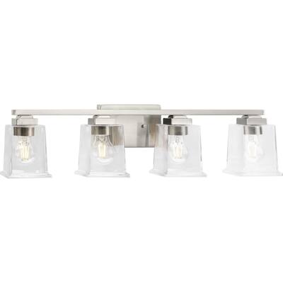 Gilmour Collection Four-Light Brushed Nickel Clear Glass Vanity Light - 27.87 in x 5.5 in x 7 in