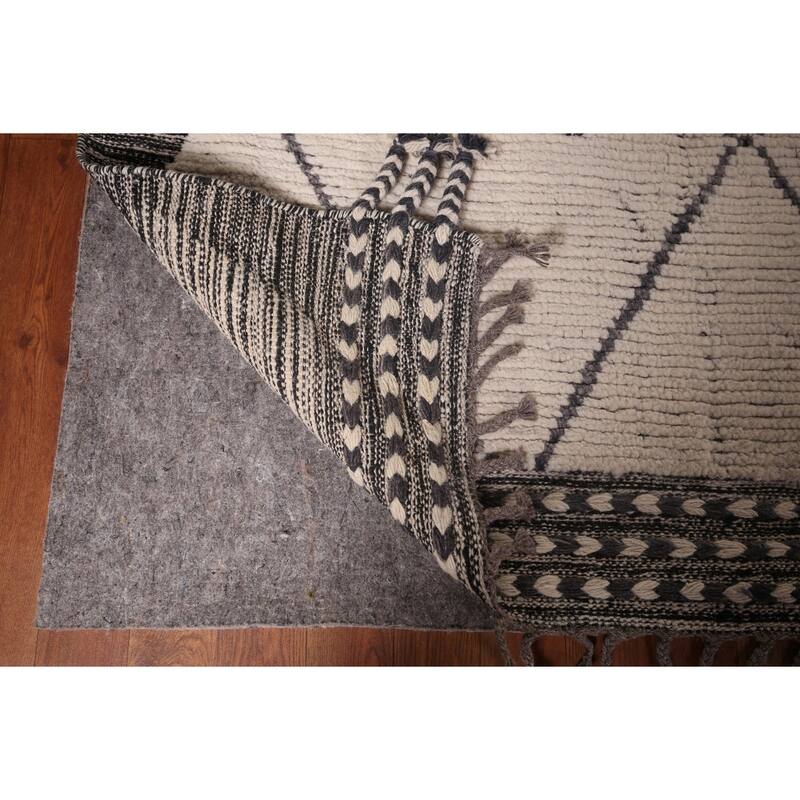 Trellis Moroccan Large Area Rug Hand-Knotted Wool Carpet - 11'4"x 15'6"