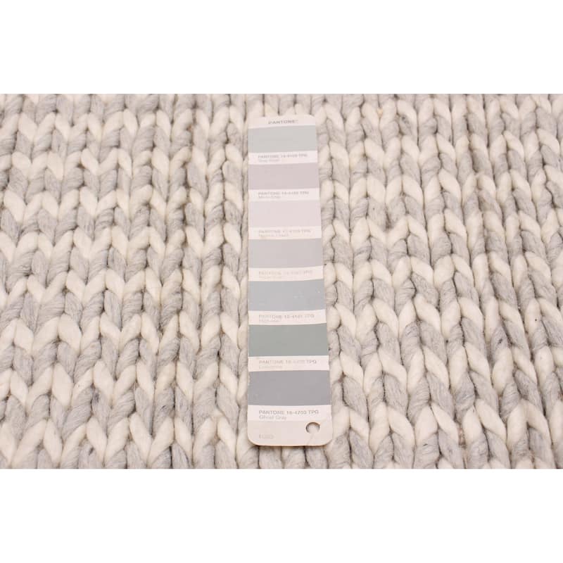 ECARPETGALLERY Braid weave Sienna Grey Wool Rug - 7'5 x 9'9