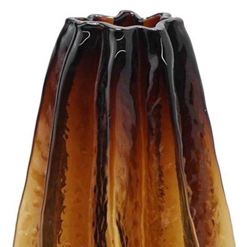 12" Burnt Umber Wavy Glass Table Vase - 5.10