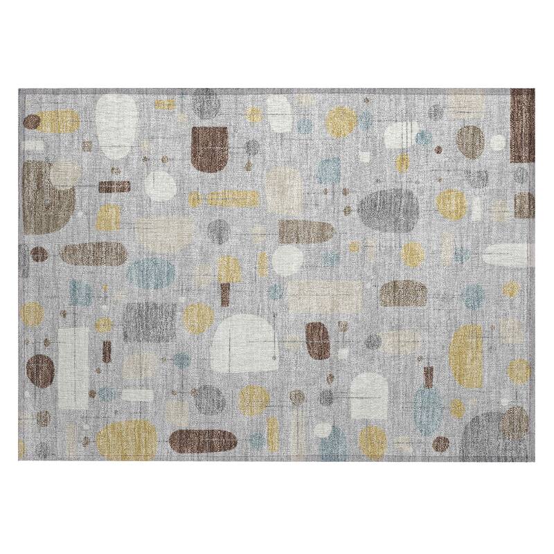 Machine Washable Indoor/ Outdoor Contemporary Fun Chantille Rug