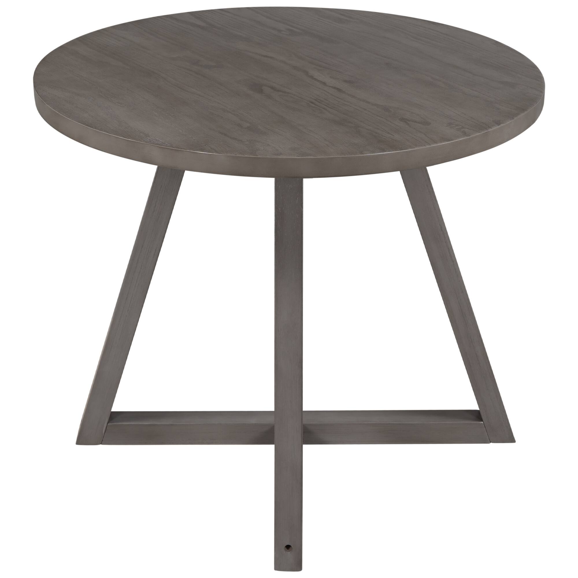Wood Round Dining Table with Xshape Legs for Small Places, Gray Bed