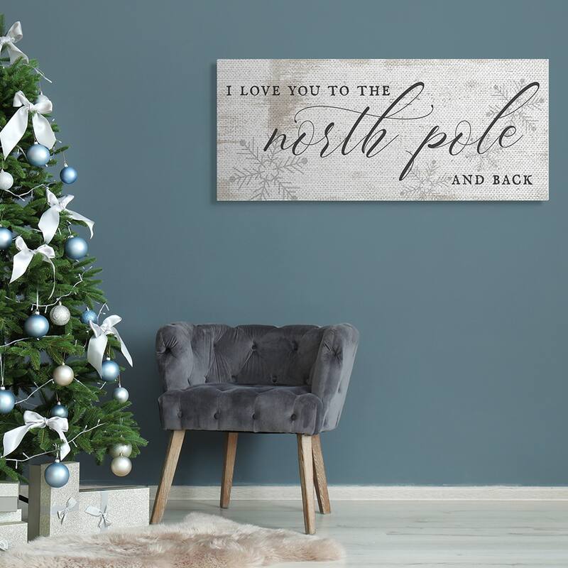 Stupell Love You to North Pole Phrase Romantic Christmas Canvas Wall Art