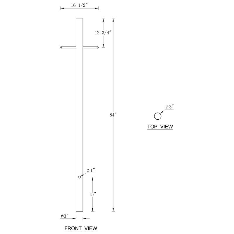 C Cattleya 84" Matte Black Aluminum Outdoor Pole, Direct Burial for Post Lamp Head