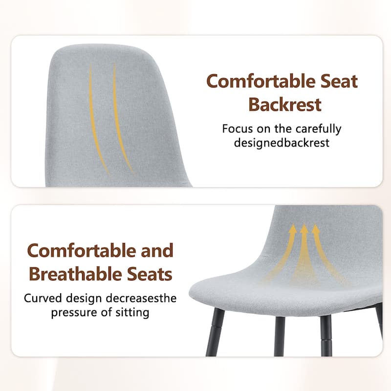 5-Piece Modern Dining Set, 64.5x35.4 Inch Textured Table & 4 High-Resilience Fabric Chairs with Metal Legs