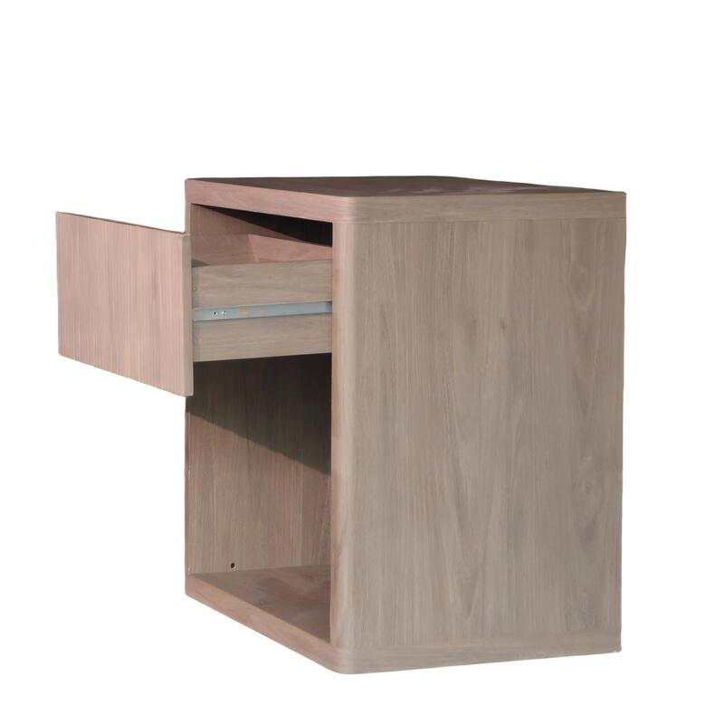 Nightstand with Drawer Storage Fluted Bed Side Table, Large Modern Wide Bedside Stand Mid Century Night Stands