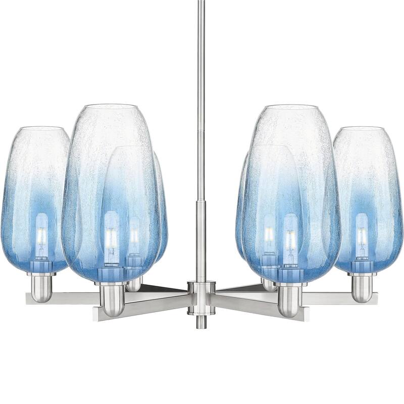 Innovations Lighting 716-6CR-17-24 Brookhaven Flute Chandelier - Satin Nickel / Sapphire Blue