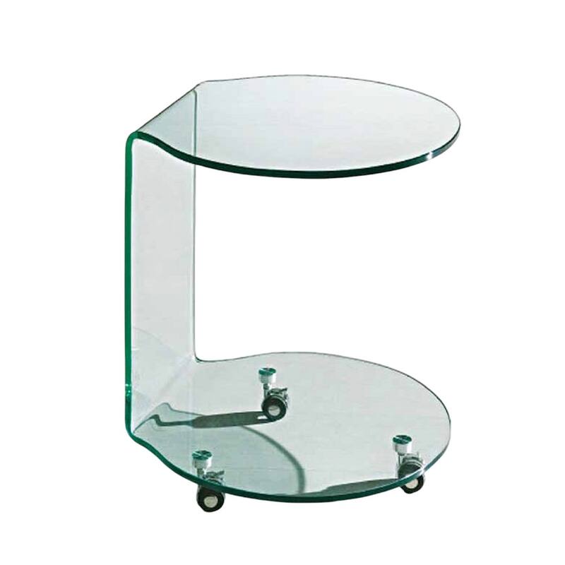 HomeRoots 24" Clear Glass Round End Table With Shelf - 20.00 in. x 24.00 in. x 20.00 in.