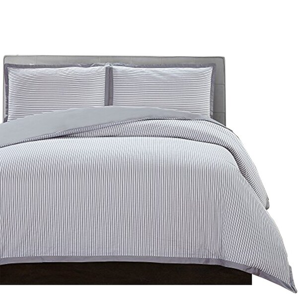Halden 3 Piece Cotton King Size Duvet Set with Seersucker Design The