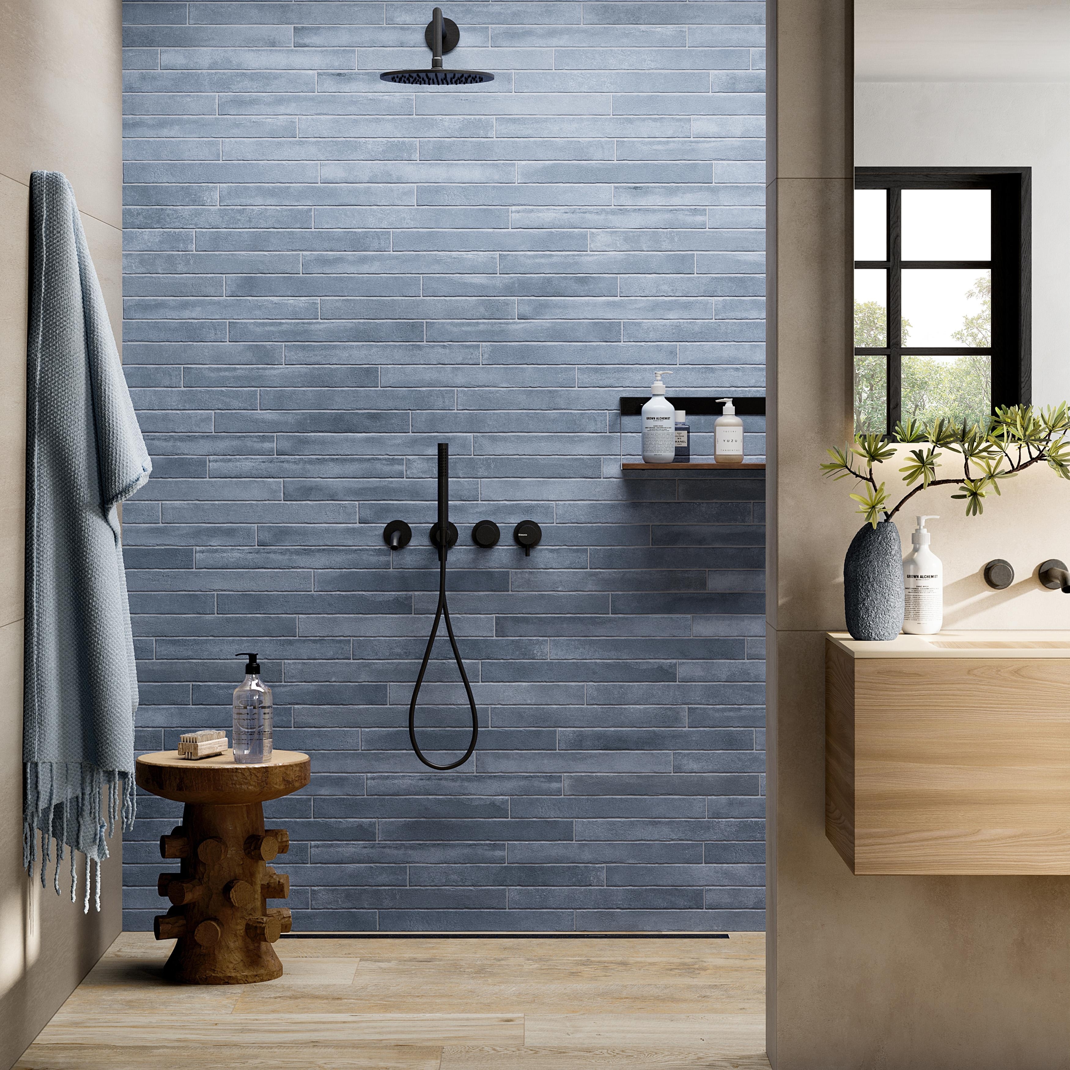 Merola Tile Tucson Blue 1-7/8" x 17-3/4" Italian Porcelain Floor and Wall Tile