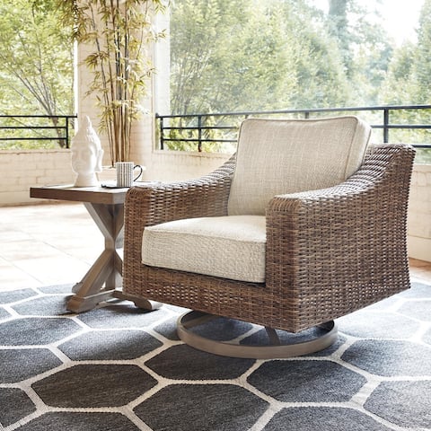 Signature Design by Ashley Beachcroft Hand-woven Wicker-look Swivel Chair