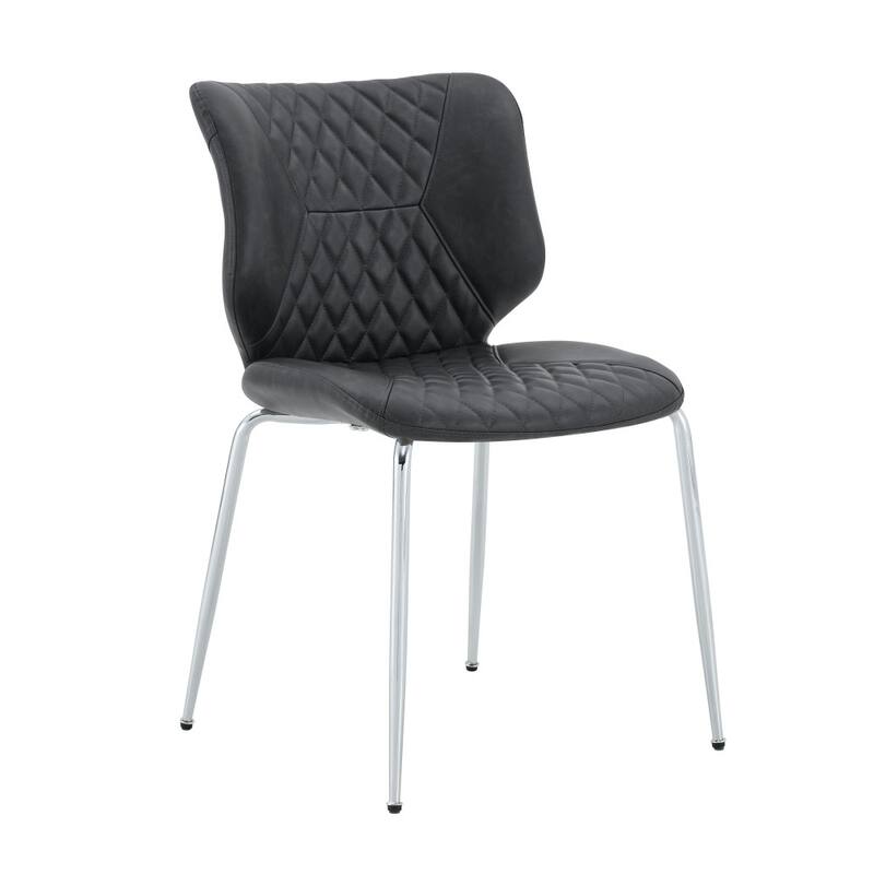 Set of 4, Oil Waxed Leather Dining Chairs with Diamond-Tufted Back