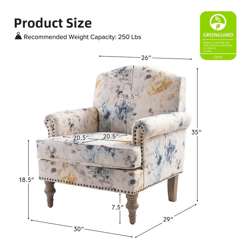Yahweh Farmhouse Nailhead Armchair with Rolled Arms by HULALA HOME(Set of 2)