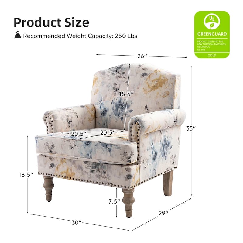 Yahweh Farmhouse Nailhead Armchair with Rolled Arms by HULALA HOME