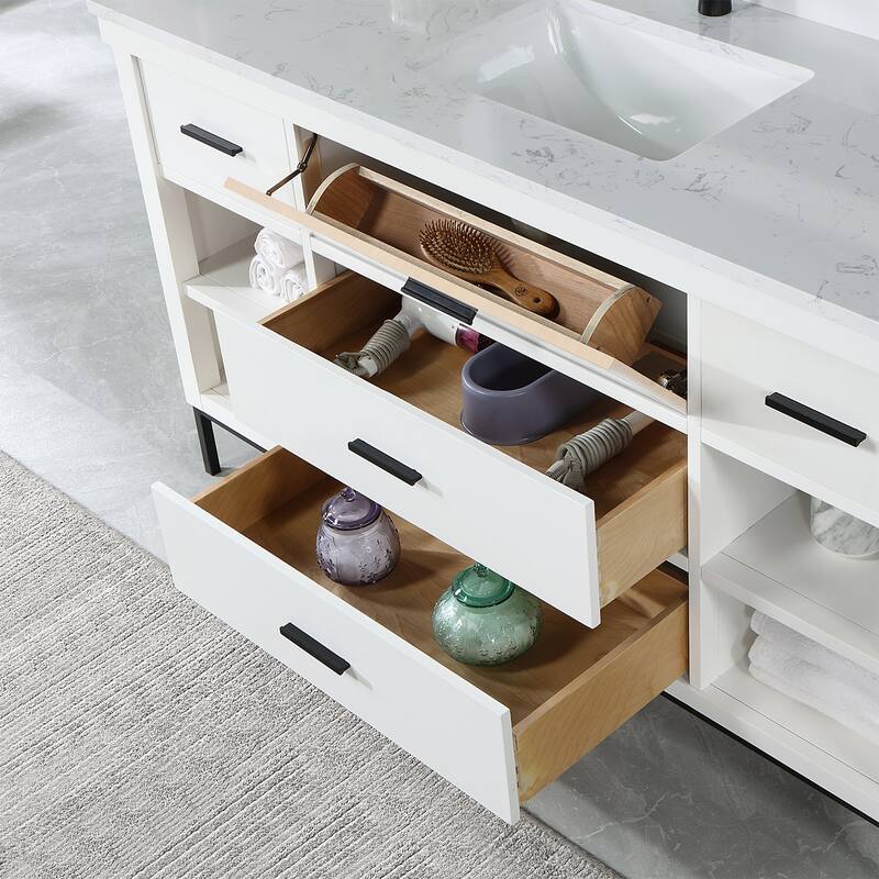 Altair Kesia Bathroom Vanity with White Composite Stone Top without Mirror