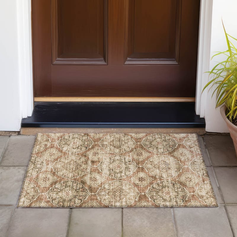 Machine Washable Indoor/Outdoor Farmhouse Jo Chantille Rug - Paprika - 1'8" x 2'6"
