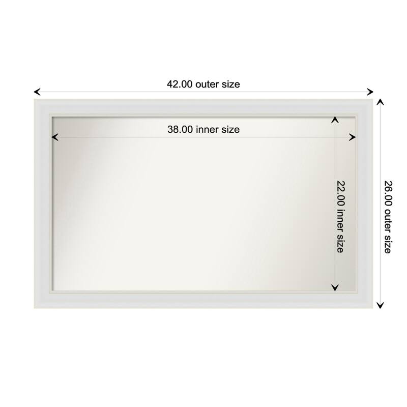 Flair Soft White Narrow Framed Non-Beveled Custom Wall Mirror, Bathroom Vanity Mirror - Outer Size: 42 x 26