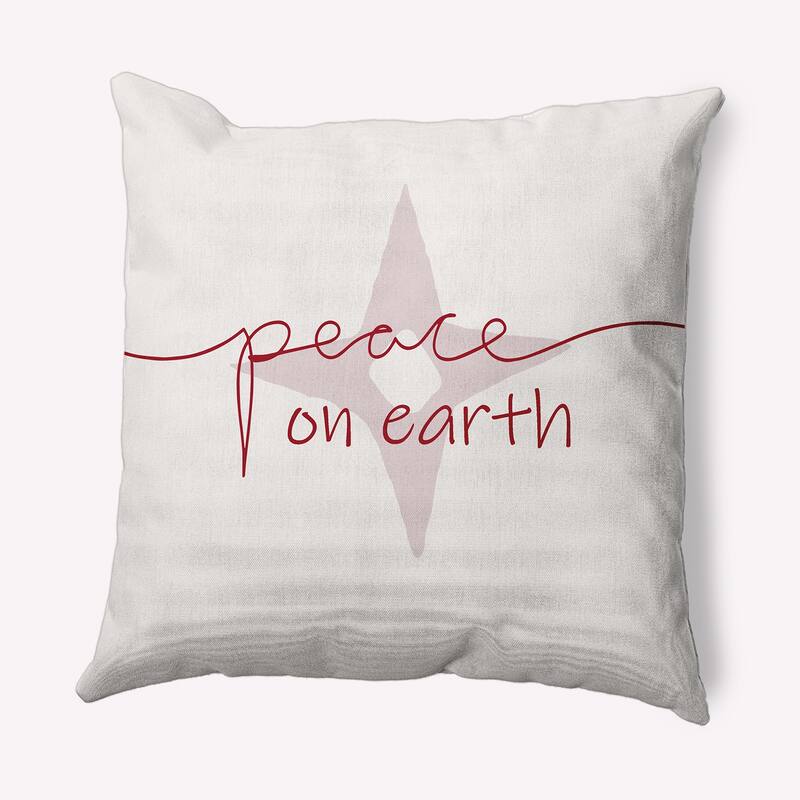 Peace on Earth Christmas Soft Spun Polyester Decorative Throw Pillow - 26 x 26 - Merry Red