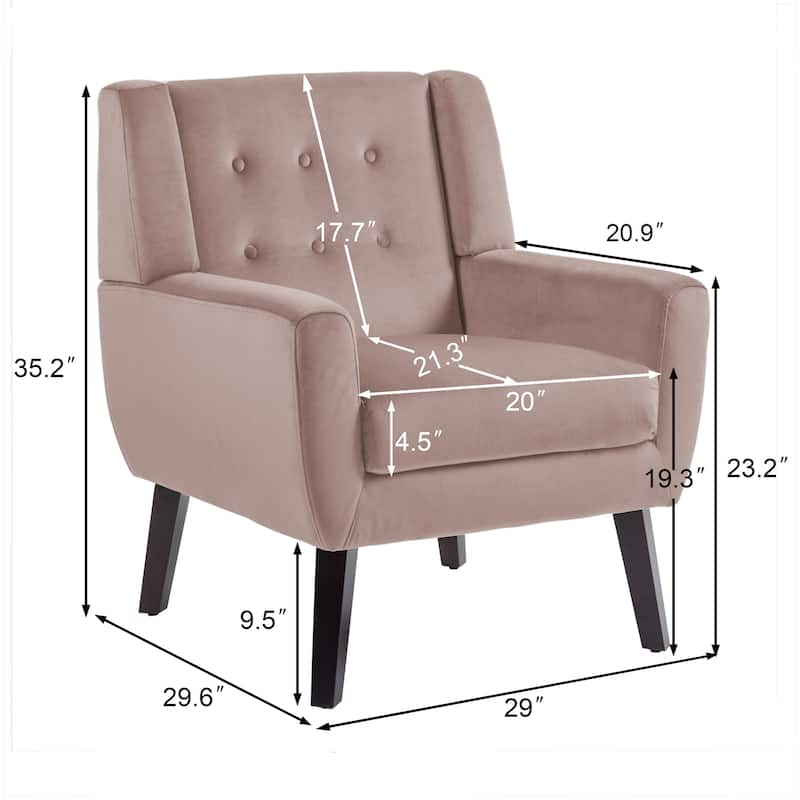 Set of 2 Velvet Living Room Accent Chair Upholstered Armchair