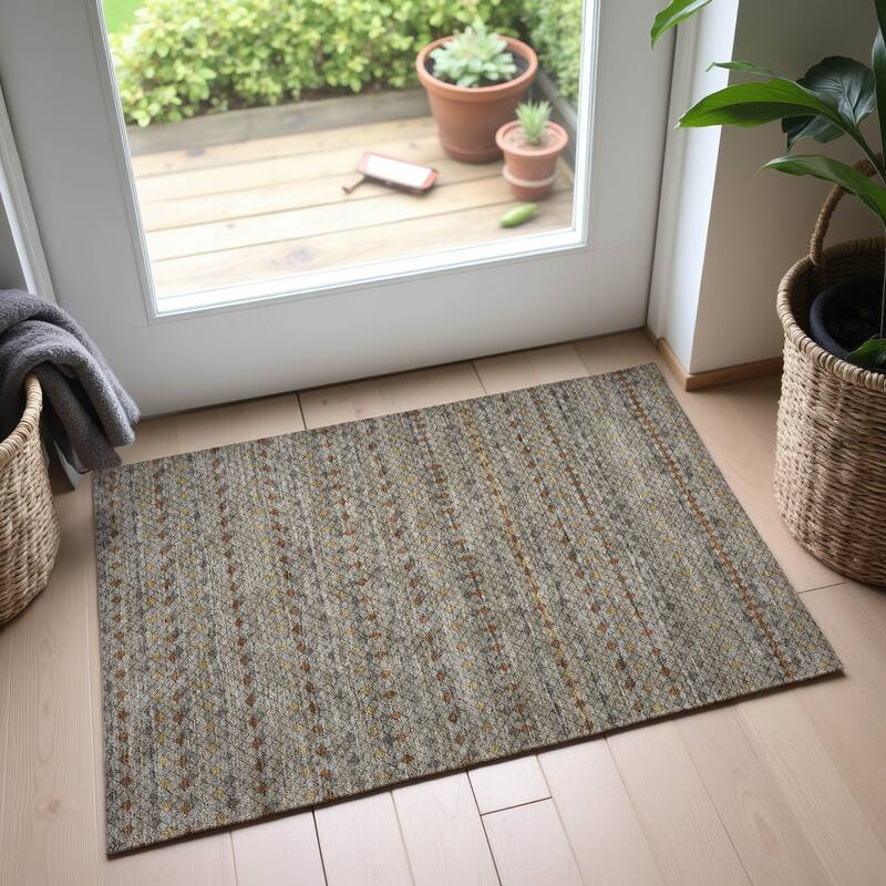 Premium Washable Super Soft Boho Global Mayfield Rug - Taupe - 1'8" x 2'6"