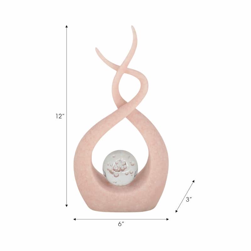 Swirl Design Decorative Modern Figurine with Marble Accent, Home Decor - 6" x 3" x 12"