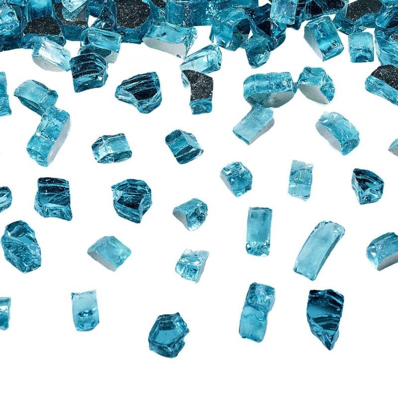Aqua Blue Tempered Crushed Fire Glass 10 lbs. Heat-Resistant Decor - 1/2 inch