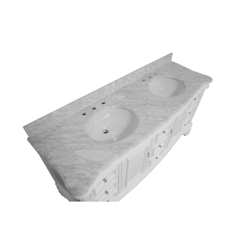 KitchenBathCollection Katherine 72" Double Bathroom Vanity with Carrara Marble Top