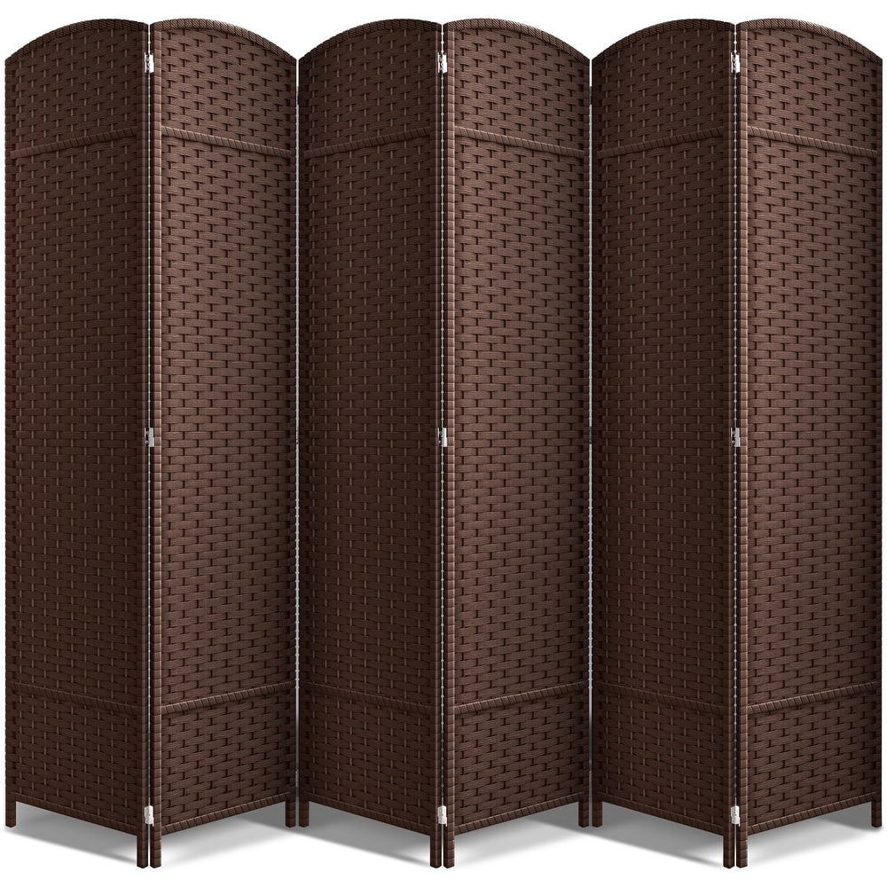 Sorbus 6 Panel Room Divider Tall Privacy Partition Screen Extra Wide Double Hinged Mesh Hand-Woven Folding Wall Divider - 6ft