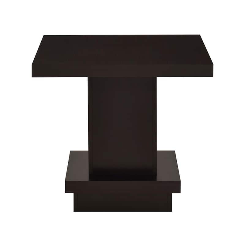 Pedestal Square End Table in Cappuccino
