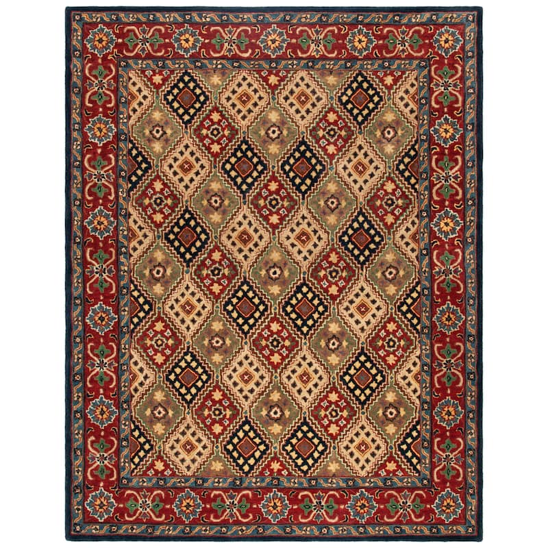 SAFAVIEH Handmade Heritage Links Oriental Wool Rug - 8' x 10' - Red/Beige