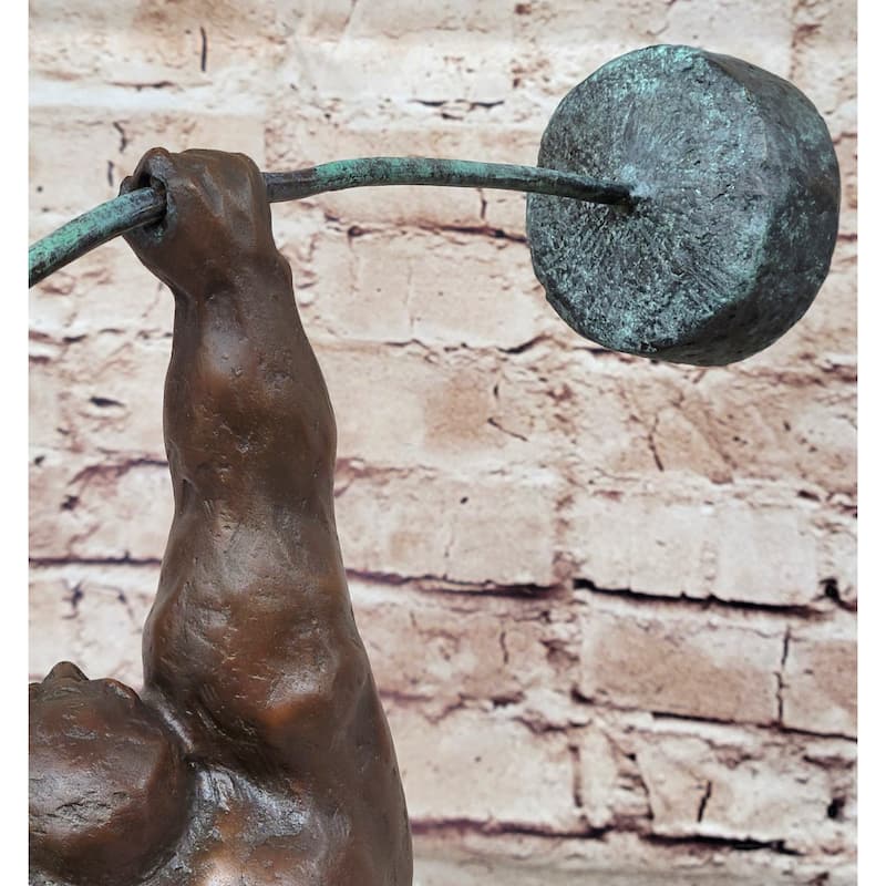 Abstract Weightlifter Powerlifter Athlete Bronze Sculpture By Milo