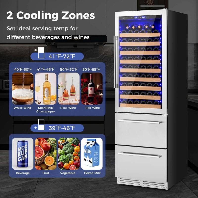 Costway 24 Inch Wine and Beverage Refrigerator with Independent - See Details