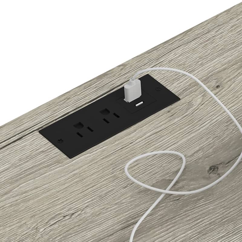 Nightstand with Charging Station,2 USB,Type C,Drawer,Adjustable Shelf
