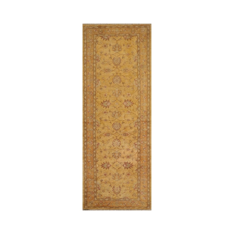Hand Knotted Chobi Peshawar Beige Persian Wool Traditional Area Rug - 4' 7'' x 12' 5''