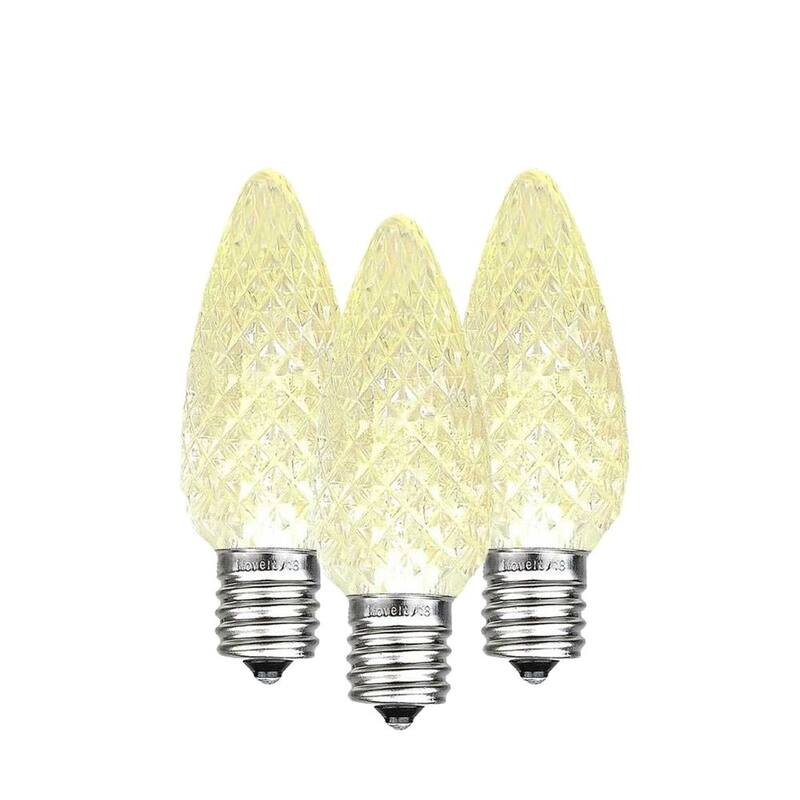 25 Pack C7 LED Twinkle Outdoor Christmas Replacement Bulbs, Warm White, C7/E12 Base - Clear