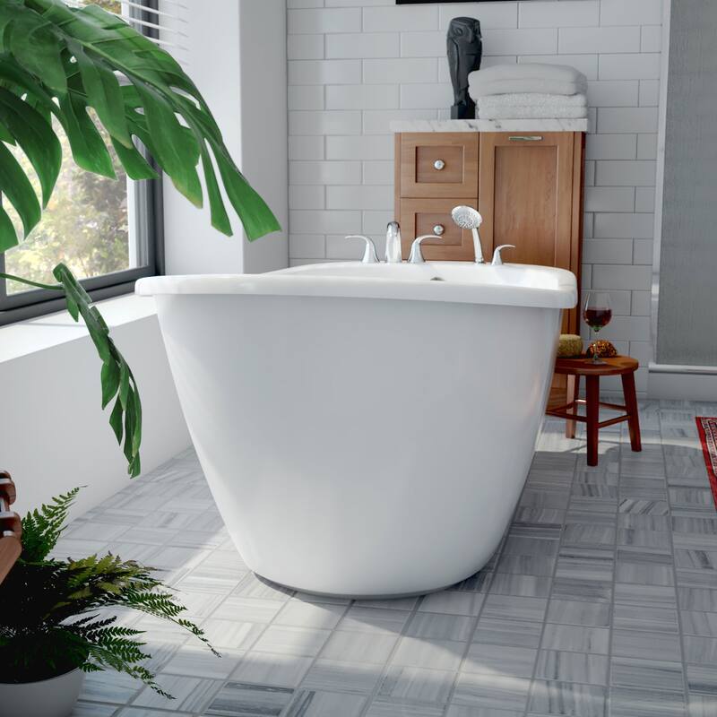 DreamLine Seneca 60 in. L x 25 in. H White Acrylic Freestanding Bathtub