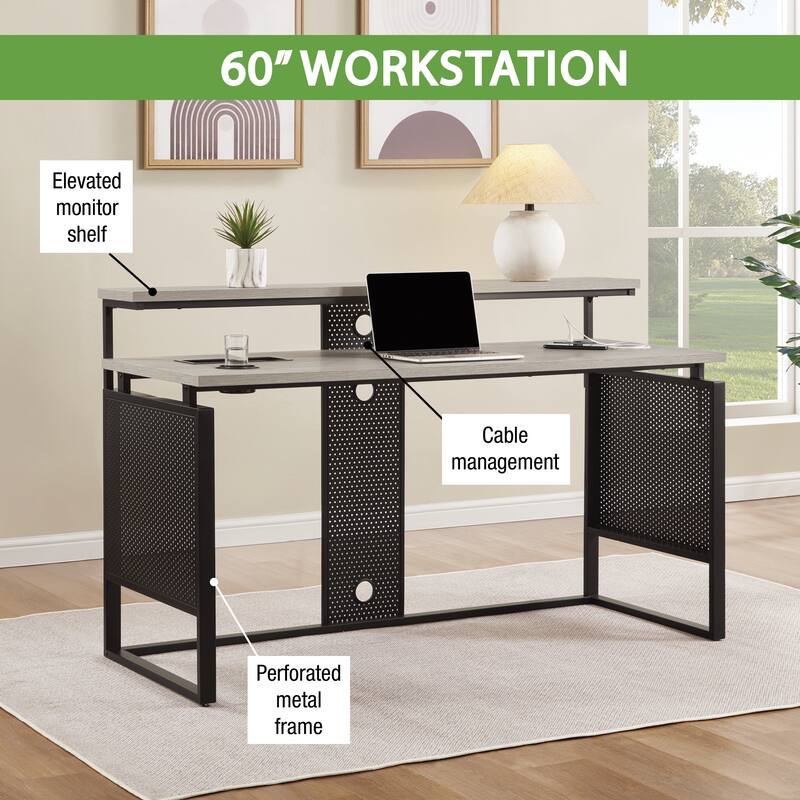 ACE 60" Desk with Hutch Shelf