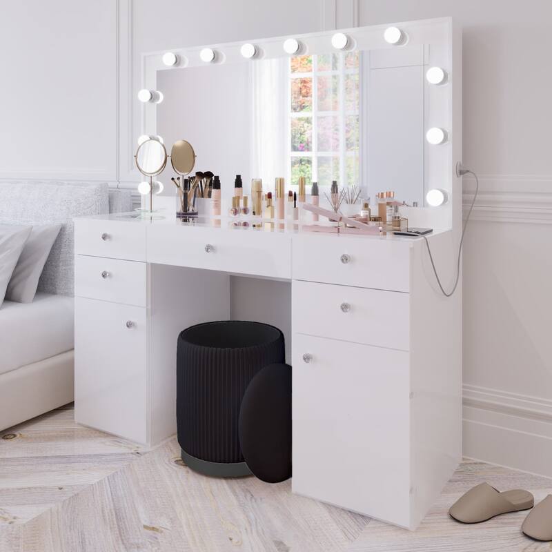 Boahaus Smart Extra-Large Vanity with LED Mirror & Bluetooth Speakers