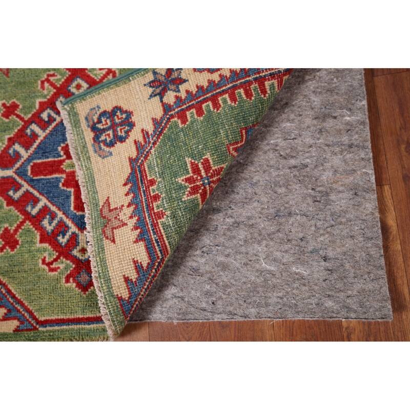 Light Green Kazak Oriental Foyer Rug Hand-Knotted Wool Carpet - 2'9" x 4'1"