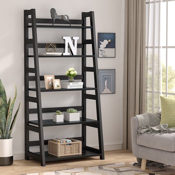 Industrial 5 Tier Ladder Shelf Bookshelf Bookcase for Living Room. Opens flyout.