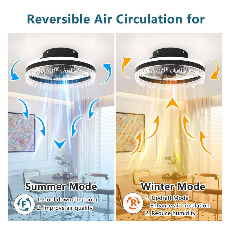 16" Modern LED Ceiling Fan with Light