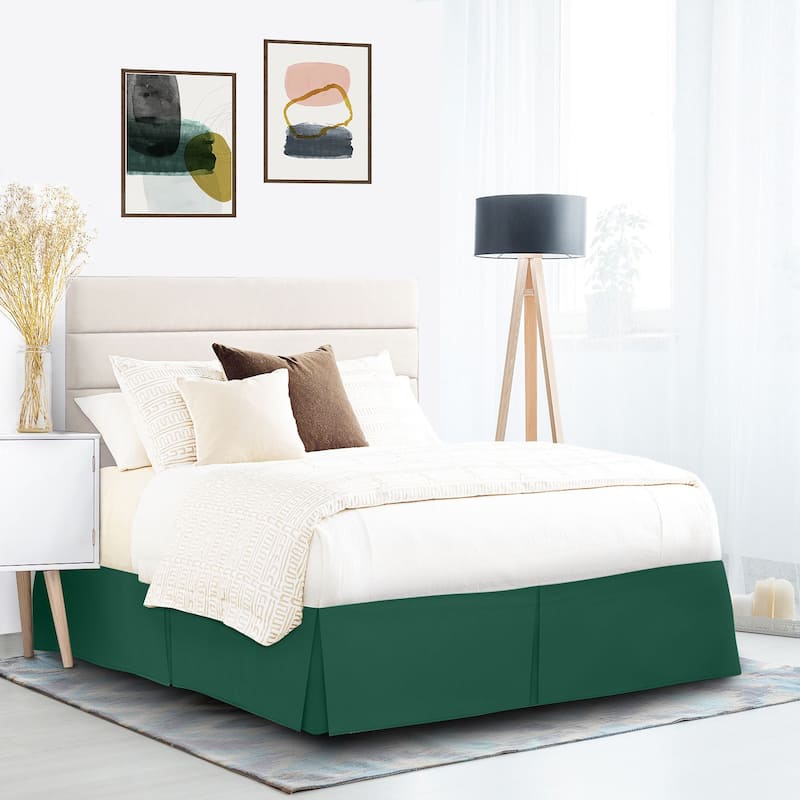Nestl Pleated 14 inch Tailored Drop Bed Skirt - Soft Double Brushed Premium Microfiber Ruffle Bed Skirt - Queen - Hunter Green