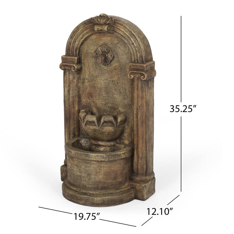 35.25" H Floor Fountain with LED Lights, Weather Resistant Outdoor Fountain - 35.25"H