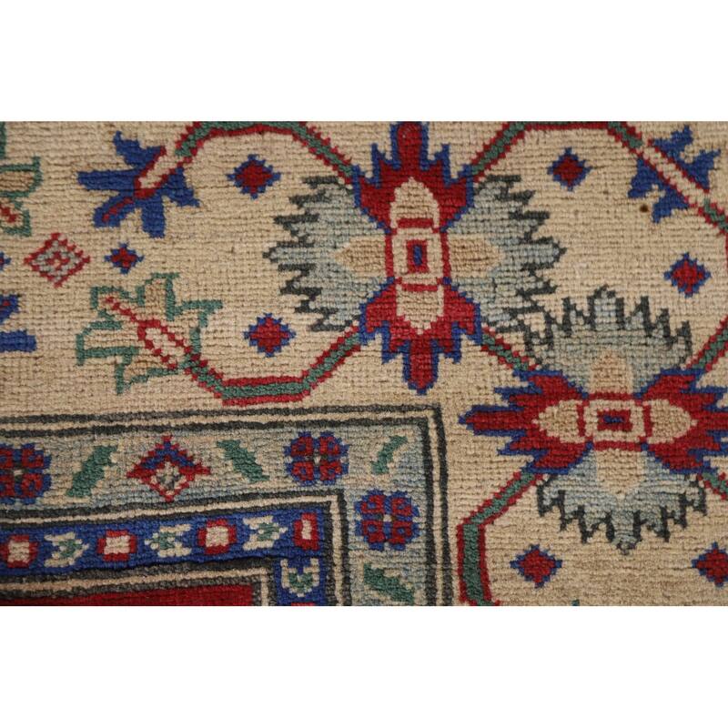 Hand Knotted Oriental 100% Wool Carpet Traditional Geometric Red Kazak Area Rug - 10' 1'' X 6' 10''