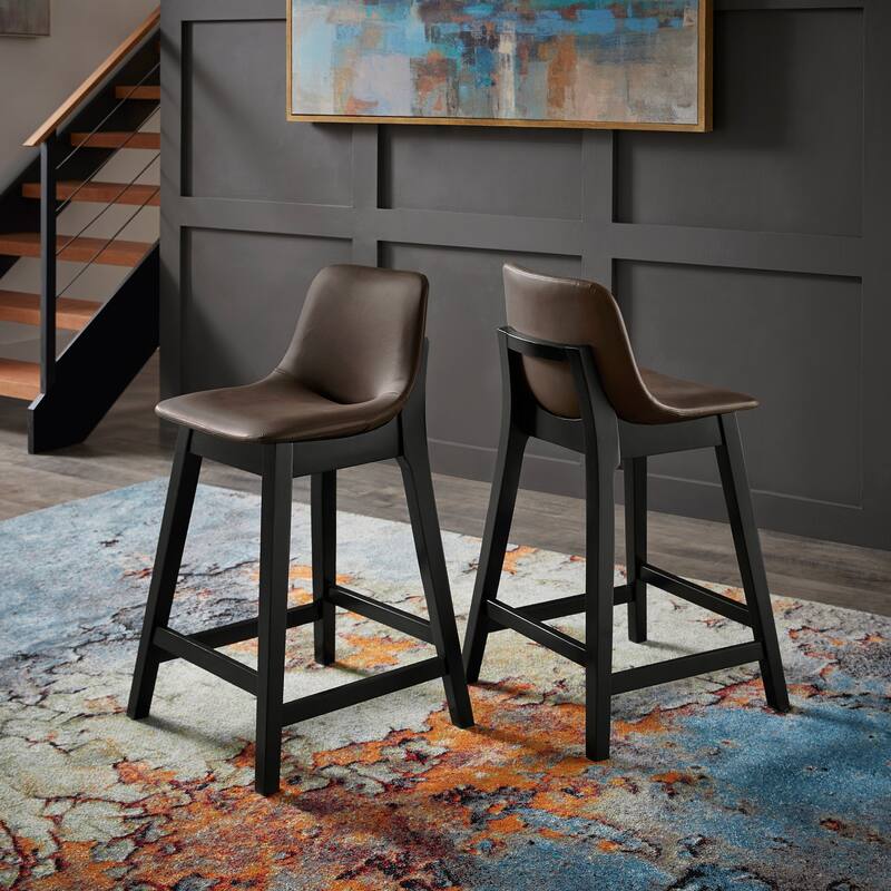 Savinhill Black Finish Vegan Leather Counter Height Chair (Set of 2) by iNSPIRE Q Modern
