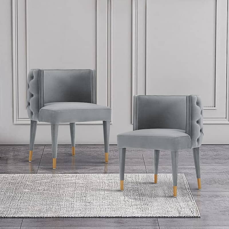 Manhattan Comfort Modern Maya Tufted Velvet Dining Chair - Grey - Single