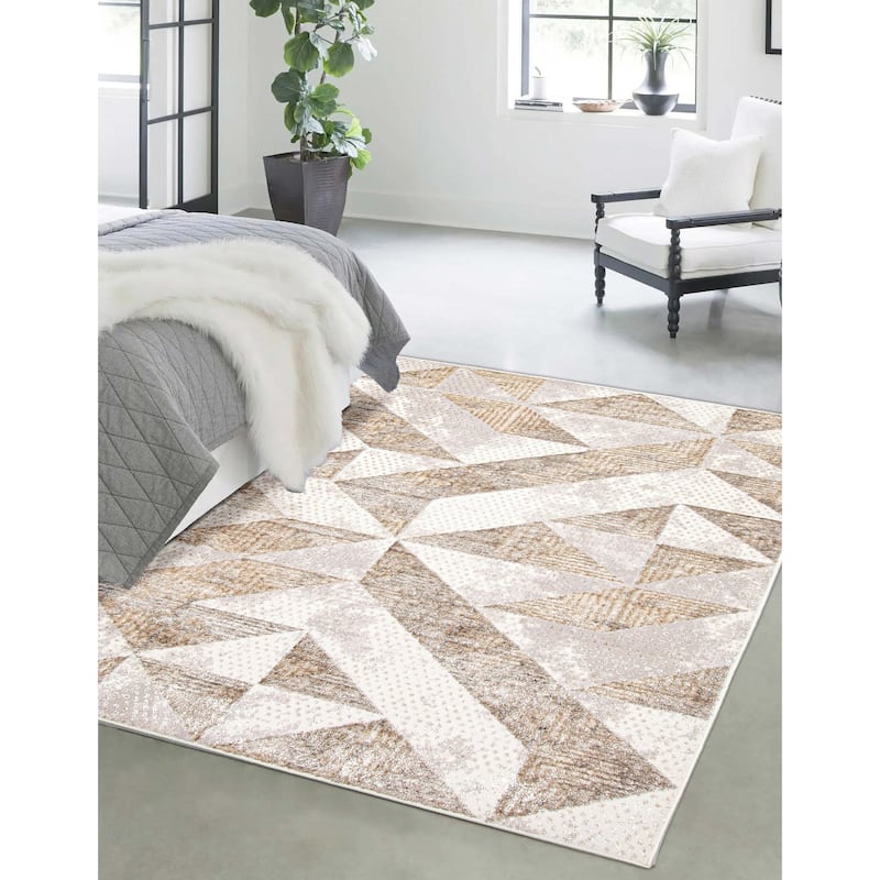 ECARPETGALLERY Machine Woven Fabian Ivory Area Rug