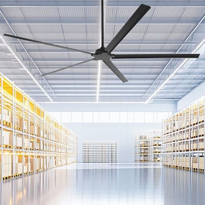 84" Black Industrial Aluminum Large Outdoor Commercial Ceiling Fan with Remote