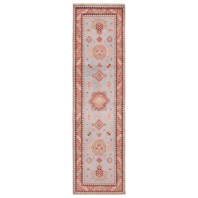 ECARPETGALLERY Hand-knotted Uzbek Ghazni Light Blue Wool Rug - 2'8 x 9'10 - Light Blue - 2'8 x 9'10