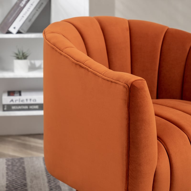 SEYNAR Modern Glam Velvet Upholstered Round Swivel Accent Arm Barrel Chair for Living Room